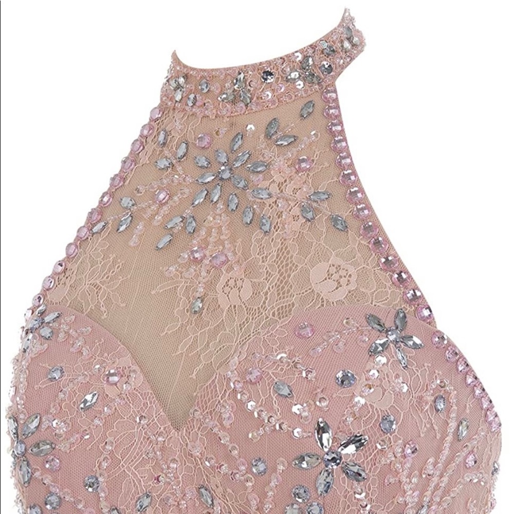PINK Long Dresses -Chiffon Beaded Evening Gown